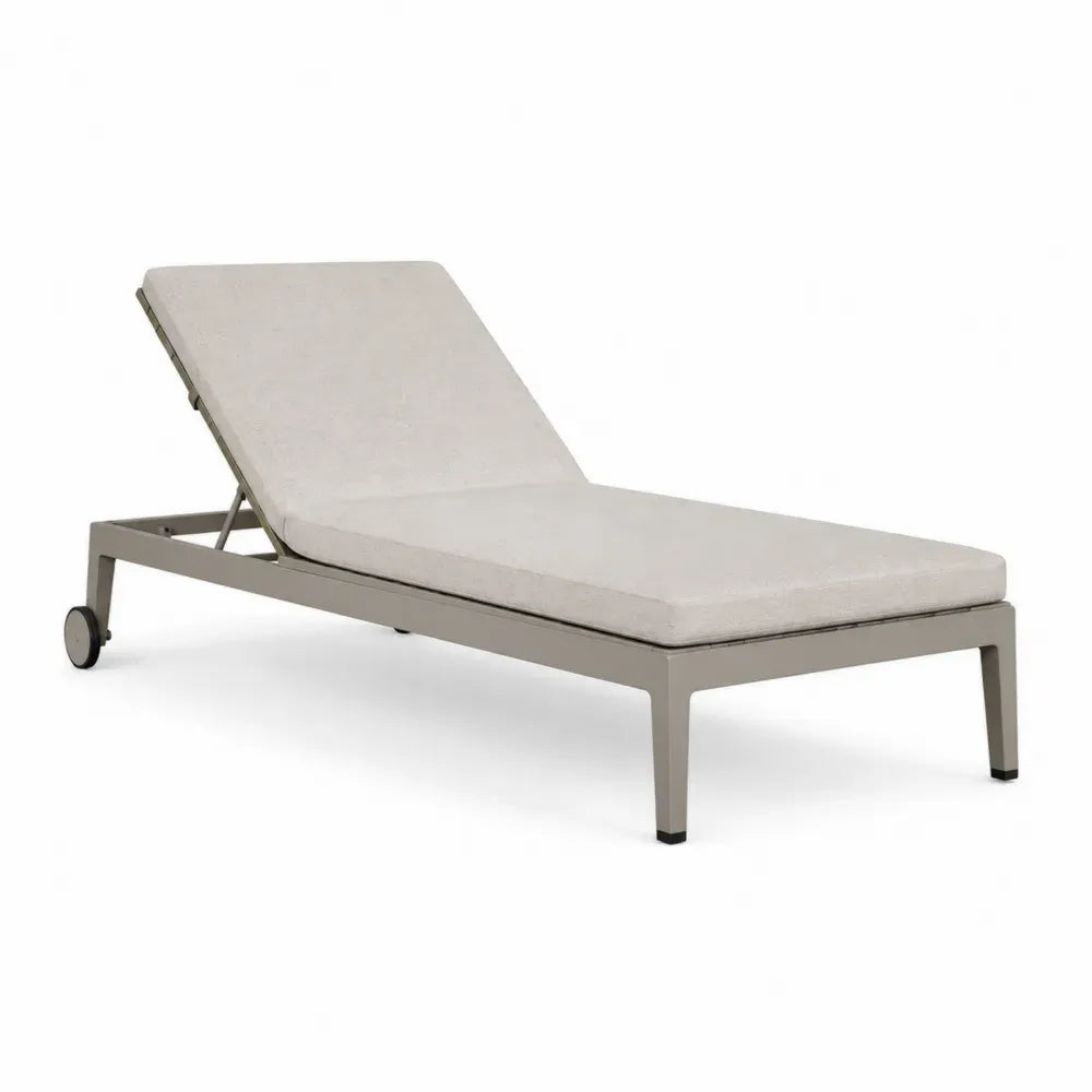Sonnenliege Gartenliege verstellbar mit Rollen und Auflage 200 x 70 x 35 bis 88 cm Aluminium Polyester Taupe Beige