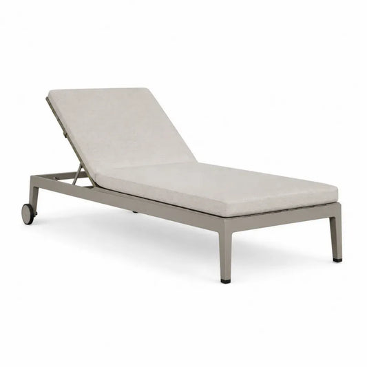 Sonnenliege Gartenliege verstellbar mit Rollen und Auflage 200 x 70 x 35 bis 88 cm Aluminium Polyester Taupe Beige