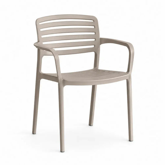 Gartenstuhl Stapelstuhl mit Armlehnen abgerundet Polypropylen Taupe 56 x 58 x 82 cm